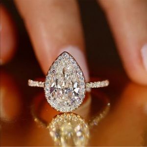 #1 women’s silver 925 pear diamond wedding ring♡